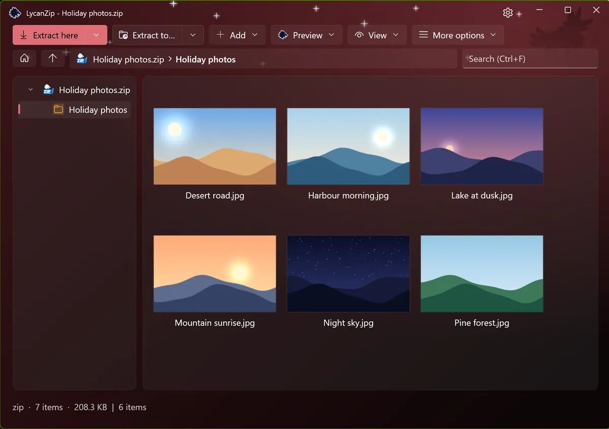 LycanZip in the dark theme with the Blood Moon accent